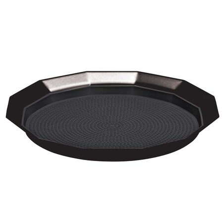 Service Ideas Paneled Tray with Removable Insert, 9"diameter, Stainless Steel, Black Onyx TRPN119RIBSBX